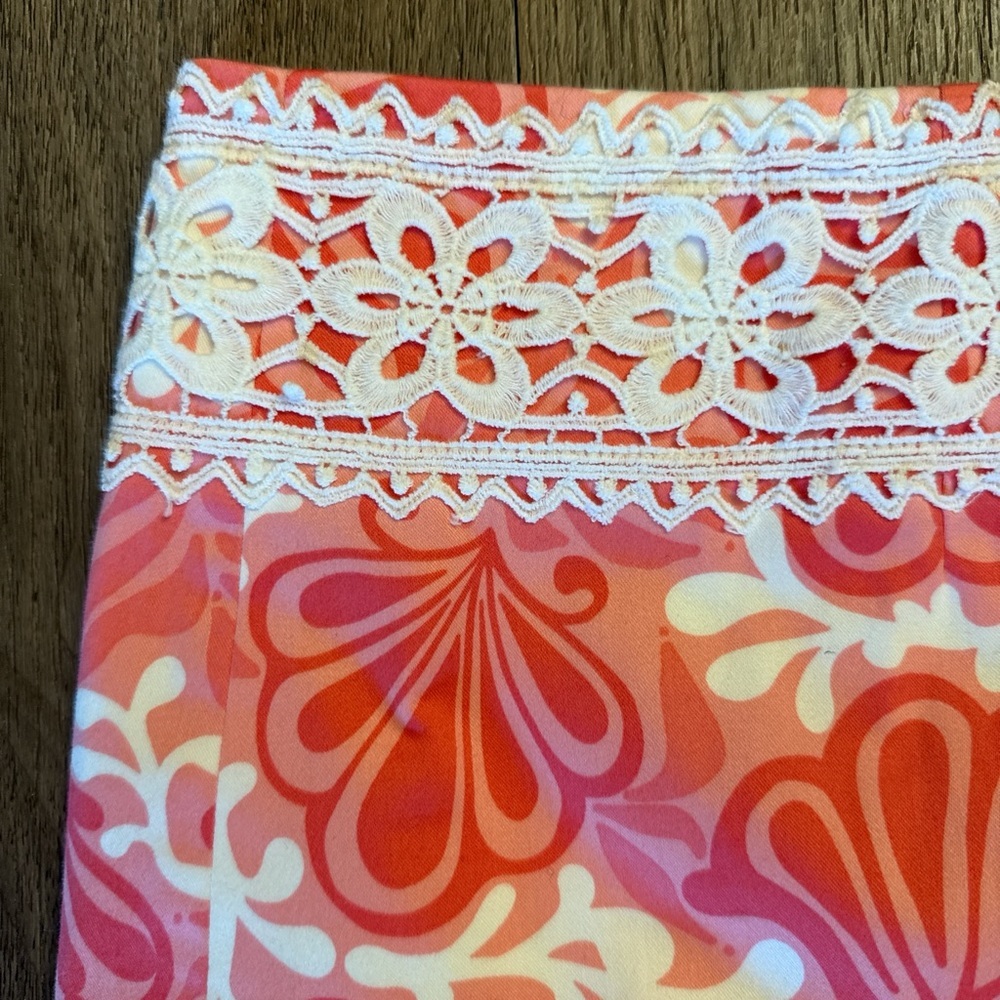 Lilly Pulitzer size 8 Floral Pink Skirt with Lace Trim - Picture 2 of 8